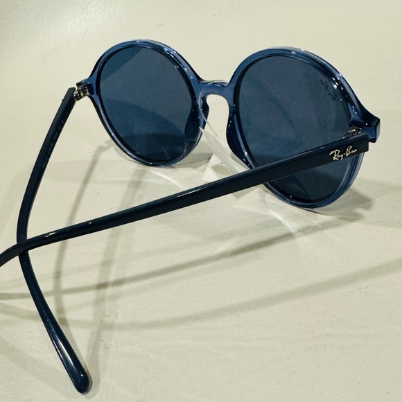 Ray Ban Blue Grey Round Sunglasses Full Rim Acetate UNISEX NEW with Complete Kit - Picture 5 of 12